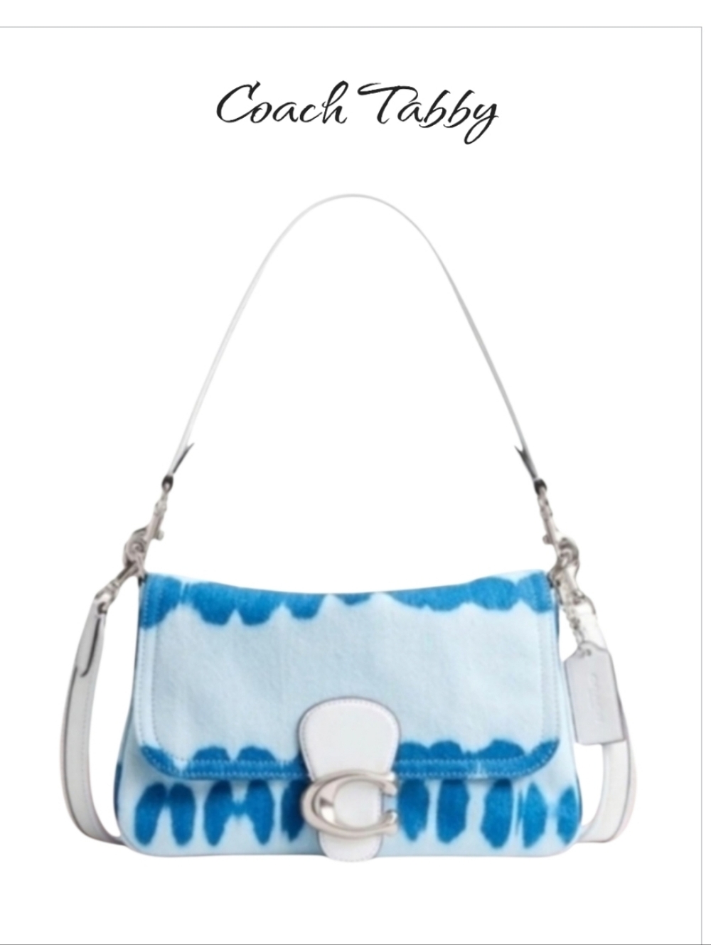 COACH Soft Tabby Shoulder Bag Denim Multi Tie-Dye Blue White NWT